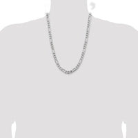 Sterling Silver Rhodium-Plated 24" 7.75mm Figaro Chain Necklace for Men by Lumare Gioia
