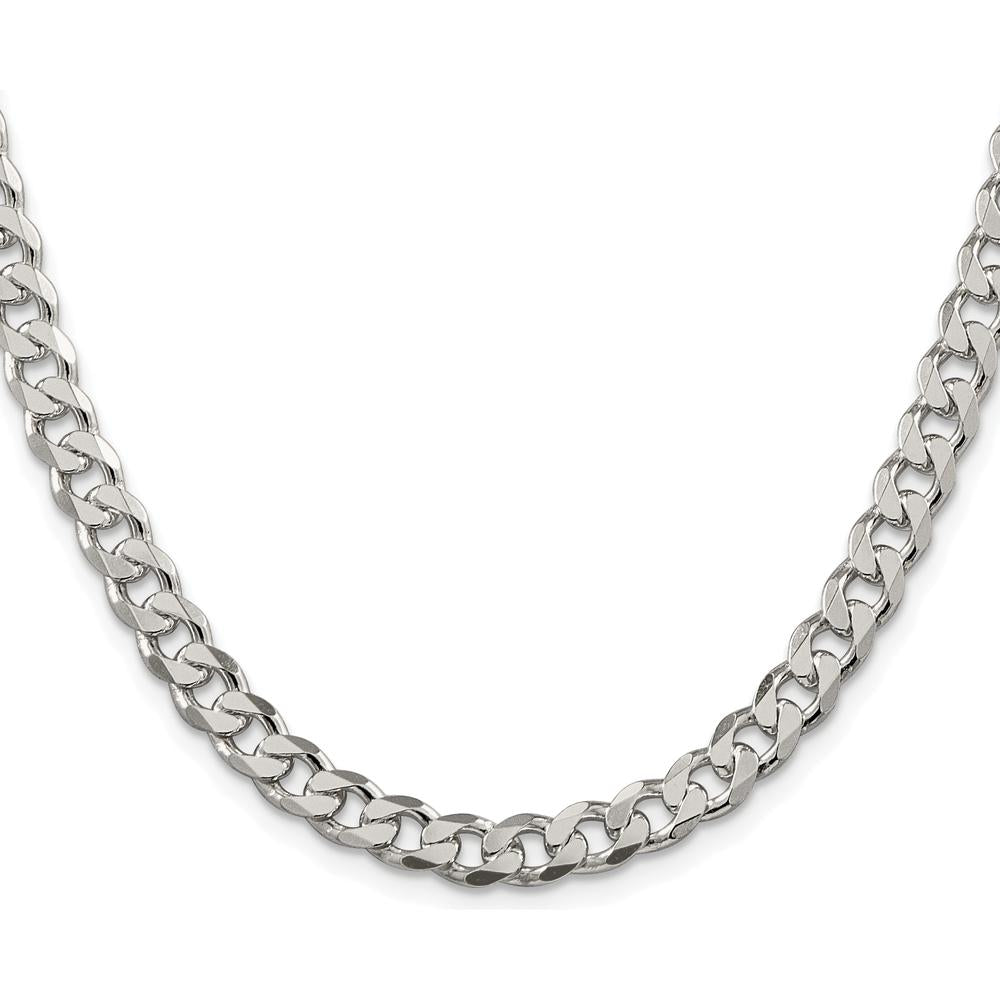 Sterling Silver Rhodium-Plated 24" 7mm Pavé Curb Chain Necklace by Lumare Gioia