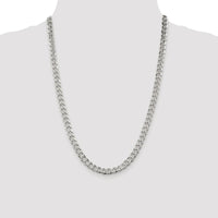 Sterling Silver Rhodium-Plated 24" 7mm Pavé Curb Chain Necklace by Lumare Gioia