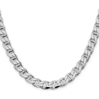 Sterling Silver Rhodium-Plated 24" 8.25mm Diamond-Cut Flat Anchor Curb Chain by Lumare Gioia