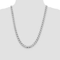 Sterling Silver Rhodium-Plated 24" 8.25mm Diamond-Cut Flat Anchor Curb Chain by Lumare Gioia