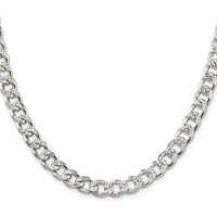 Sterling Silver Rhodium-Plated 24" 8.3mm Pavé Curb Chain Necklace by Lumare Gioia