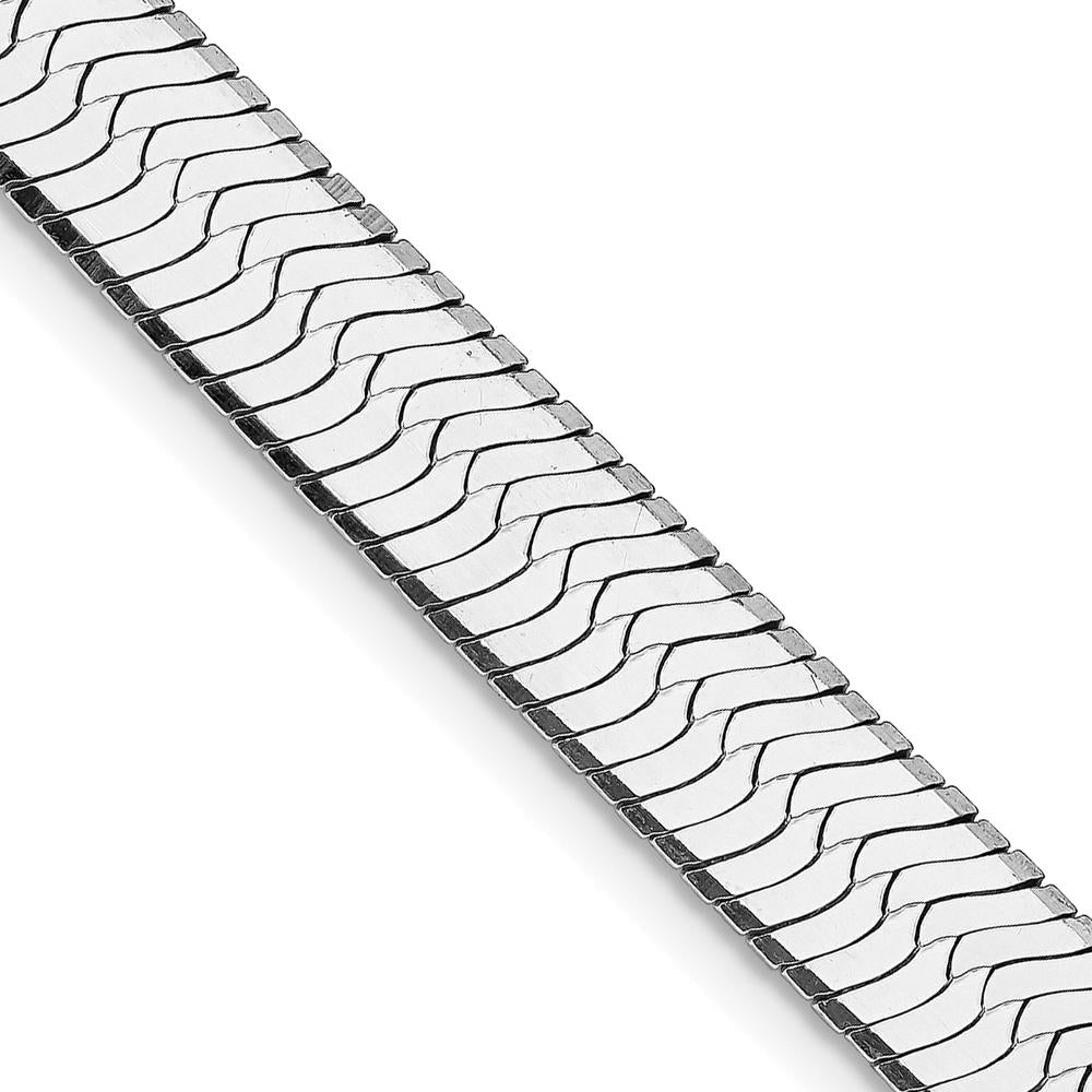 Sterling Silver Rhodium-Plated 24" 8.75mm Magic Herringbone Chain - Polished Finish with Lobster Clasp by Lumare Gioia