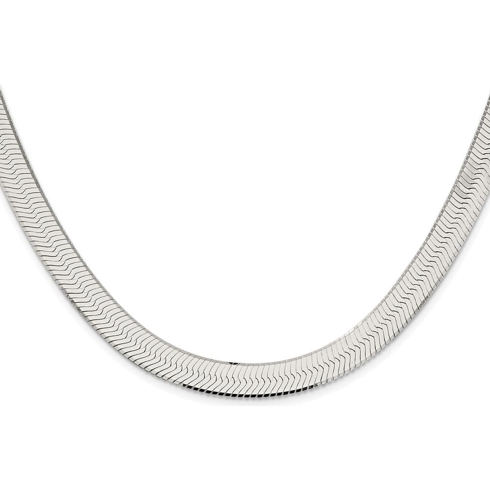 Sterling Silver Rhodium-Plated 24" 8.75mm Magic Herringbone Chain - Polished Finish with Lobster Clasp by Lumare Gioia