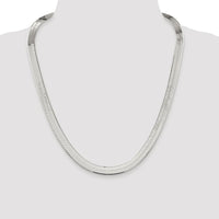 Sterling Silver Rhodium-Plated 24" 8.75mm Magic Herringbone Chain - Polished Finish with Lobster Clasp by Lumare Gioia
