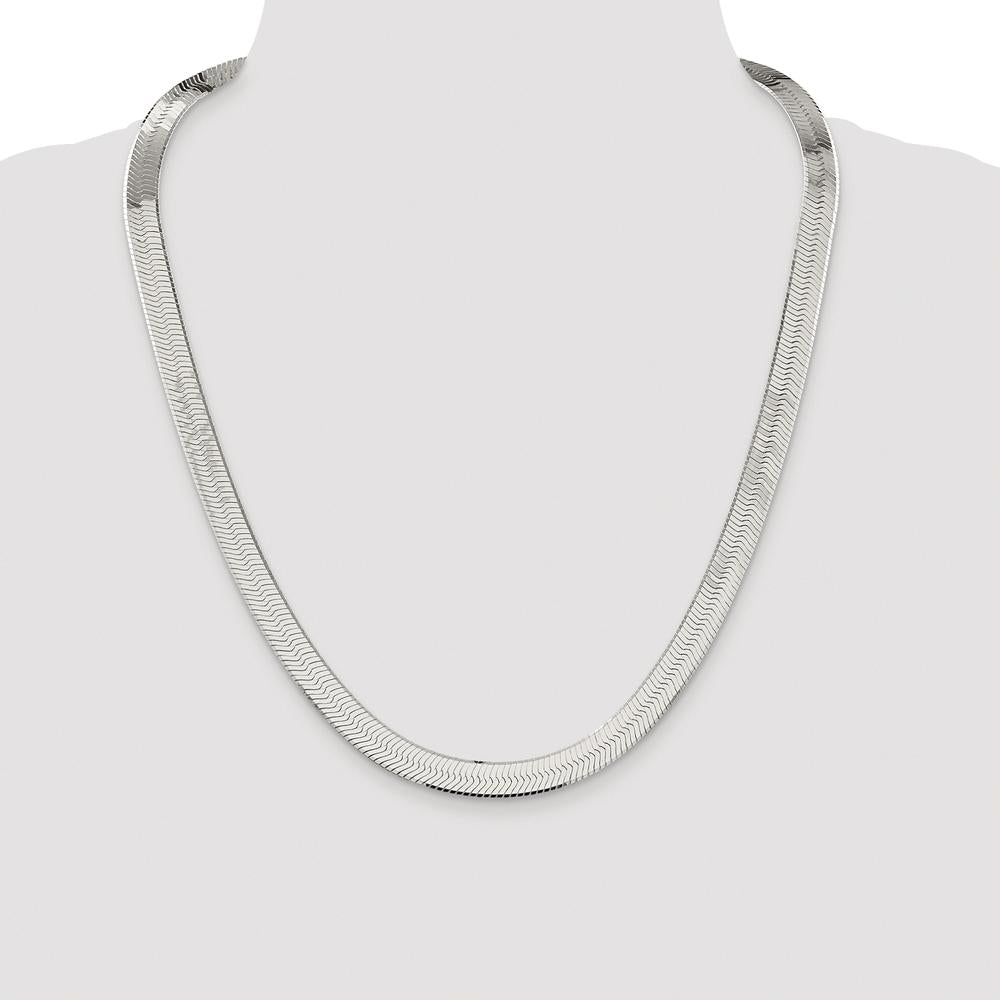 Sterling Silver Rhodium-Plated 24" 8.75mm Magic Herringbone Chain - Polished Finish with Lobster Clasp by Lumare Gioia