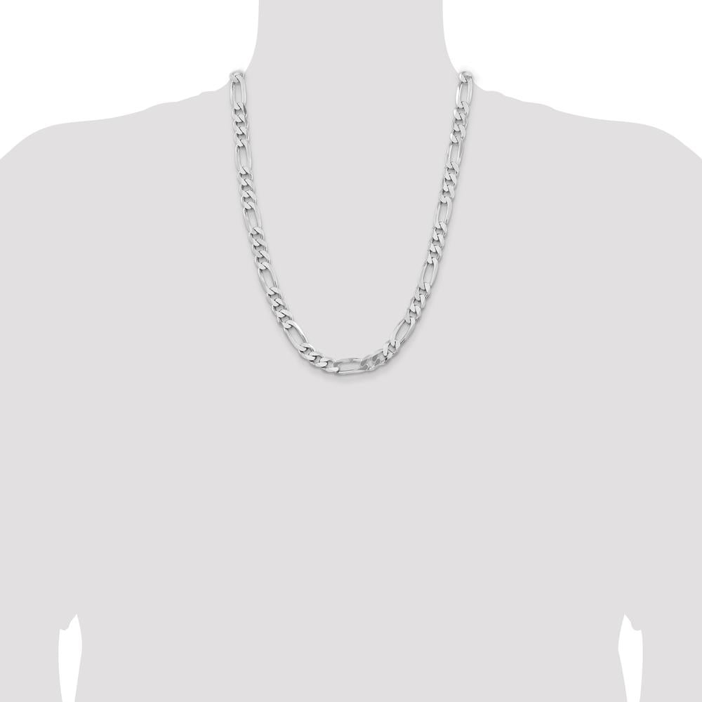 Sterling Silver Rhodium-Plated 24" 9mm Figaro Chain Necklace by Lumare Gioia