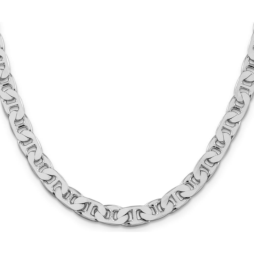 Sterling Silver Rhodium-Plated 24" Anchor Chain Necklace - 6.5mm Width by Lumare Gioia