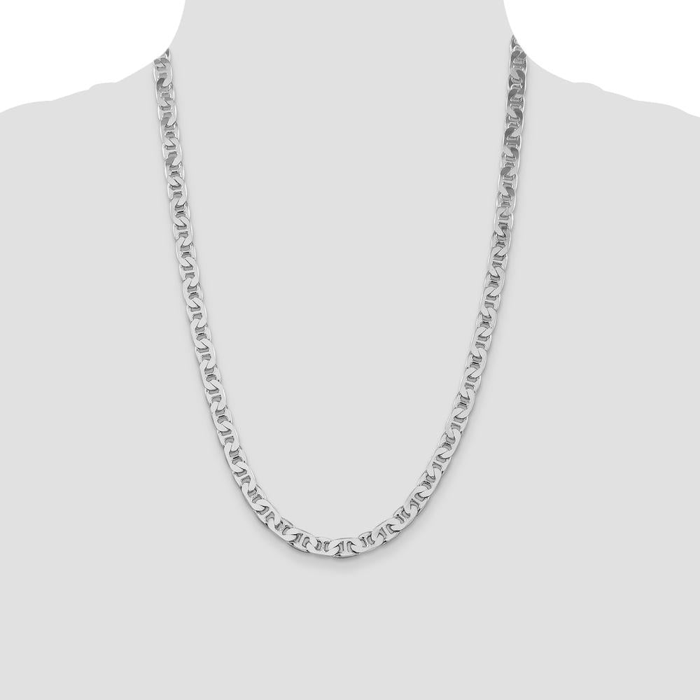 Sterling Silver Rhodium-Plated 24" Anchor Chain Necklace - 6.5mm Width by Lumare Gioia
