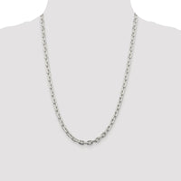 Sterling Silver Rhodium-Plated 24" Beveled Oval Cable Chain by Lumare Gioia