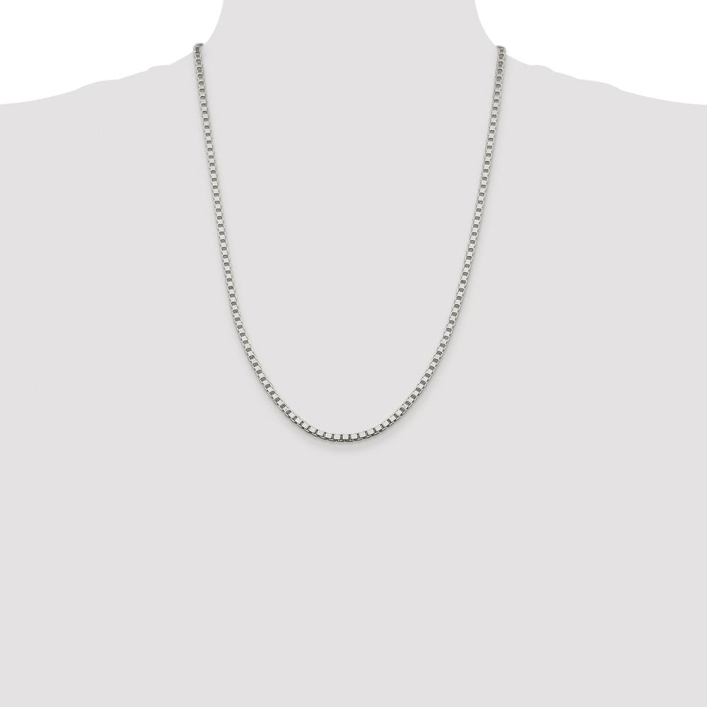 Sterling Silver Rhodium-Plated 24" Box Chain Necklace - 3.25mm Width by Lumare Gioia