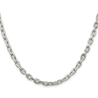 Sterling Silver Rhodium-Plated 24" Cable Chain with Beveled Edges - 4.9mm Width by Lumare Gioia