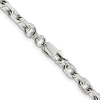 Sterling Silver Rhodium-Plated 24" Cable Chain with Beveled Edges - 4.9mm Width by Lumare Gioia