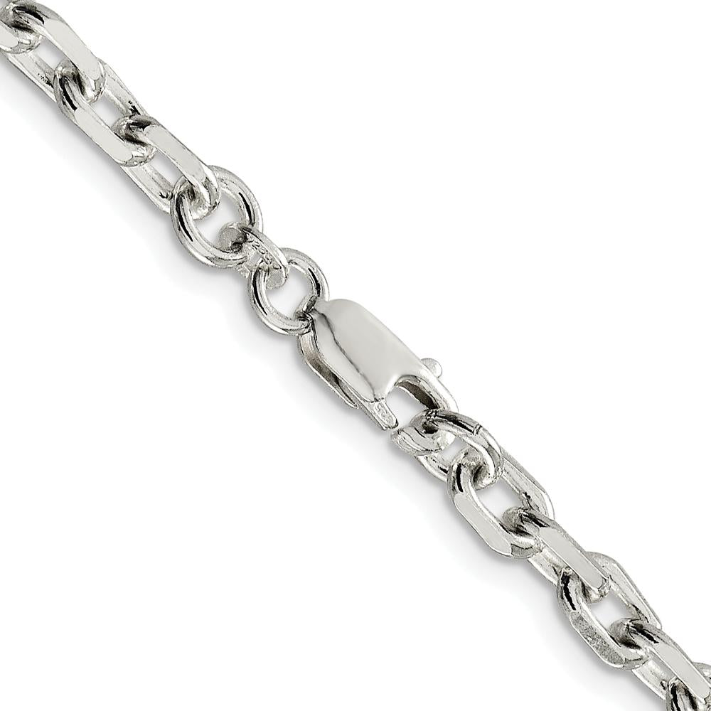 Sterling Silver Rhodium-Plated 24" Cable Chain with Beveled Edges - 4.9mm Width by Lumare Gioia