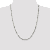 Sterling Silver Rhodium-Plated 24" Cable Chain with Beveled Edges - 4.9mm Width by Lumare Gioia
