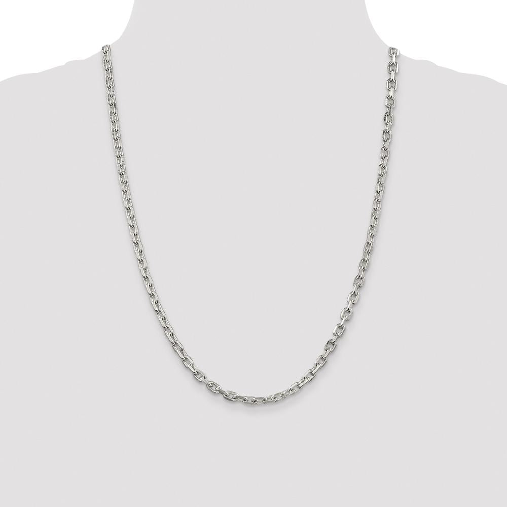 Sterling Silver Rhodium-Plated 24" Cable Chain with Beveled Edges - 4.9mm Width by Lumare Gioia