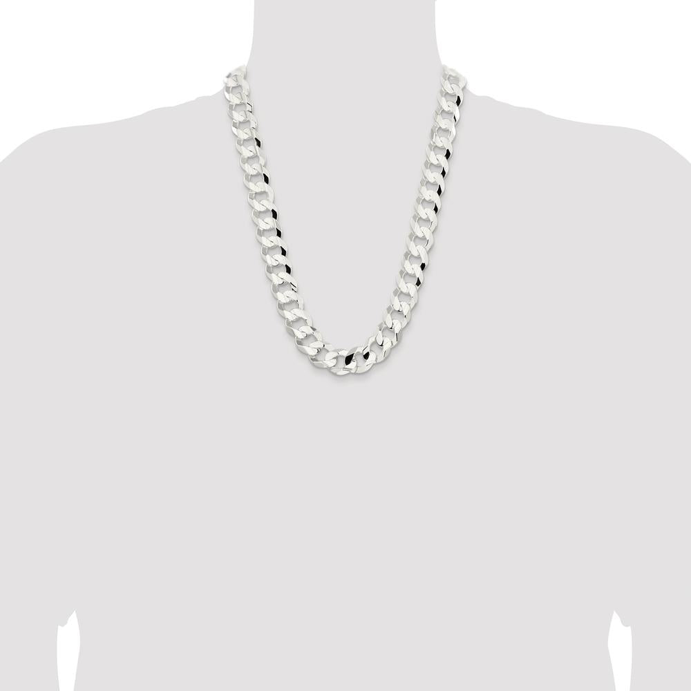 Sterling Silver Rhodium-Plated 24" Concave Beveled Curb Chain by Lumare Gioia