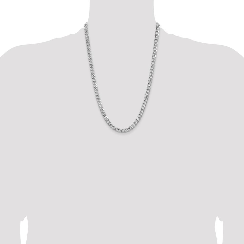 Sterling Silver Rhodium-Plated 24" Curb Chain - 7mm Width by Lumare Gioia