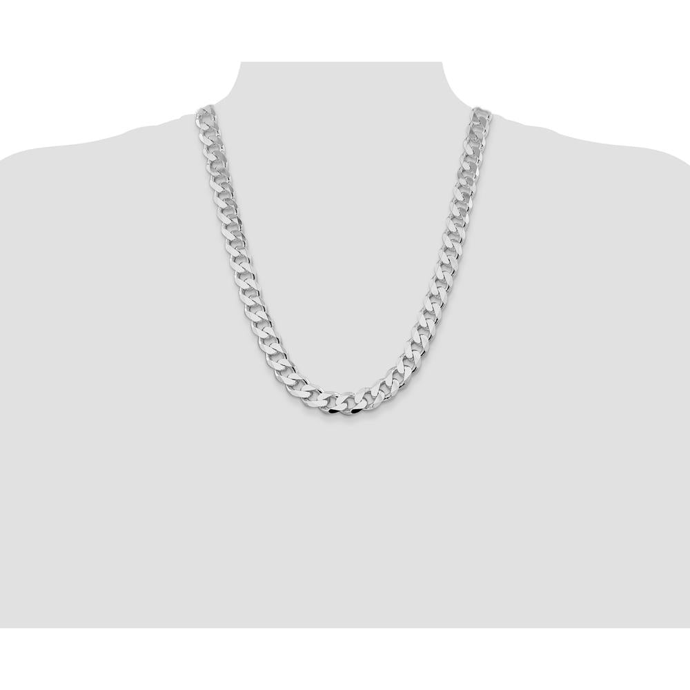Sterling Silver Rhodium-Plated 24" Curb Chain Necklace - 13mm Width with Lobster Clasp by Lumare Gioia