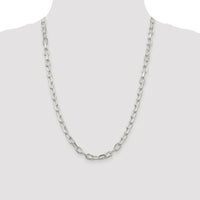Sterling Silver Rhodium-Plated 24" Diamond-Cut Cable Chain - 6.65mm by Lumare Gioia