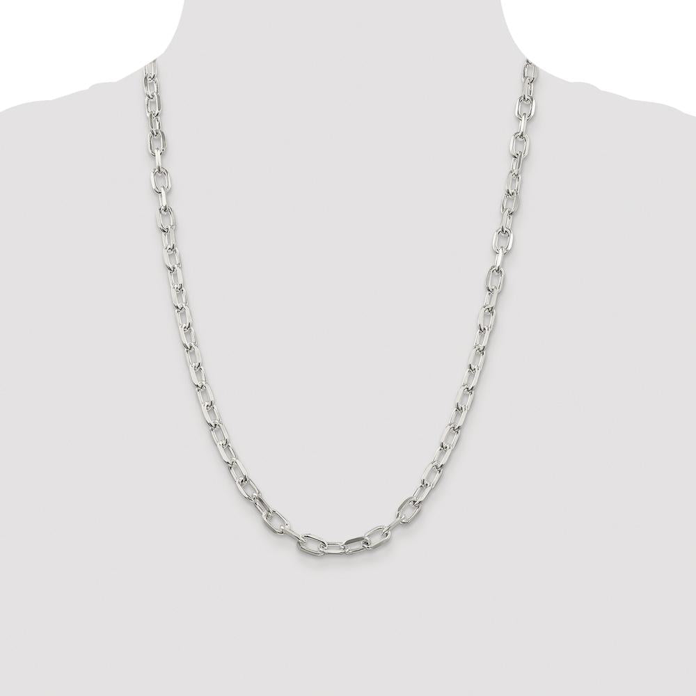 Sterling Silver Rhodium-Plated 24" Diamond-Cut Cable Chain - 6.65mm by Lumare Gioia