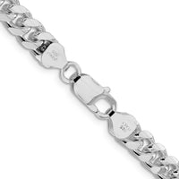 Sterling Silver Rhodium-Plated 24" Diamond-Cut Curb Chain Necklace - 7.35mm Width by Lumare Gioia