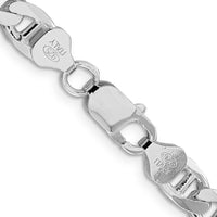 Sterling Silver Rhodium-Plated 24" Diamond-Cut Flat Anchor Curb Chain - 7.4mm Width by Lumare Gioia