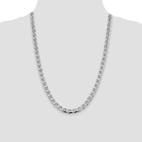Sterling Silver Rhodium-Plated 24" Diamond-Cut Flat Anchor Curb Chain - 7.4mm Width by Lumare Gioia