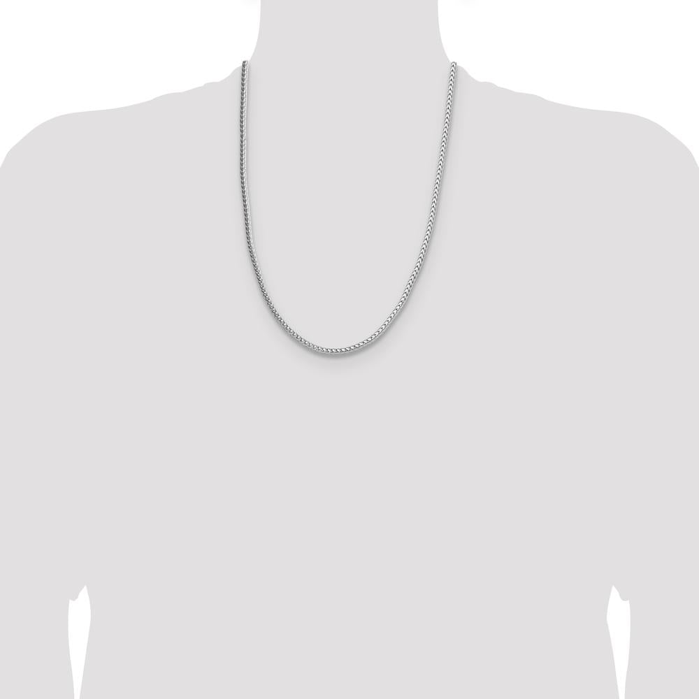 Sterling Silver Rhodium-Plated 24" Diamond-Cut Franco Chain - 3.4mm Width by Lumare Gioia