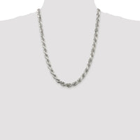 Sterling Silver Rhodium-Plated 24" Diamond-Cut Rope Chain - 7.8mm Width by Lumare Gioia