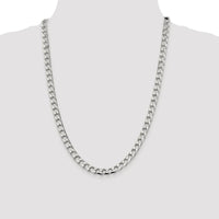 Sterling Silver Rhodium-Plated 24" Diamond-Cut Square Curb Chain - 7.2mm Width by Lumare Gioia