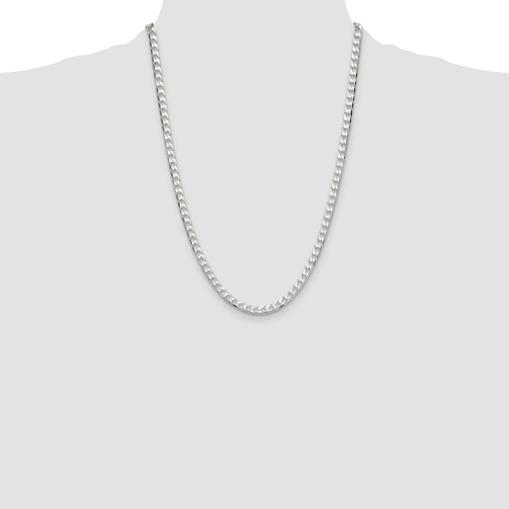 Sterling Silver Rhodium-Plated 24" Diamond-Cut Square Curb Chain by Lumare Gioia