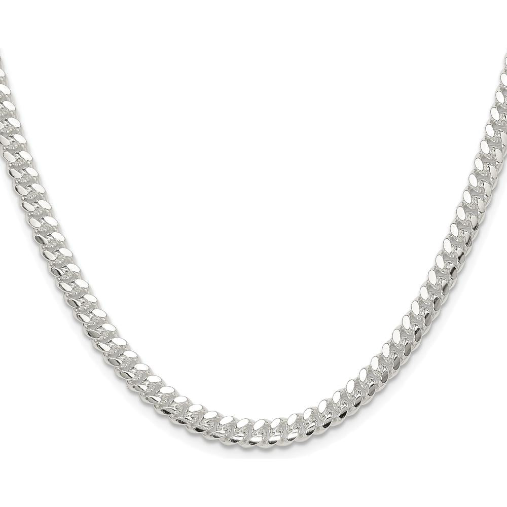 Sterling Silver Rhodium-Plated 24" Domed Curb Chain Necklace - 5.7mm Width by Lumare Gioia