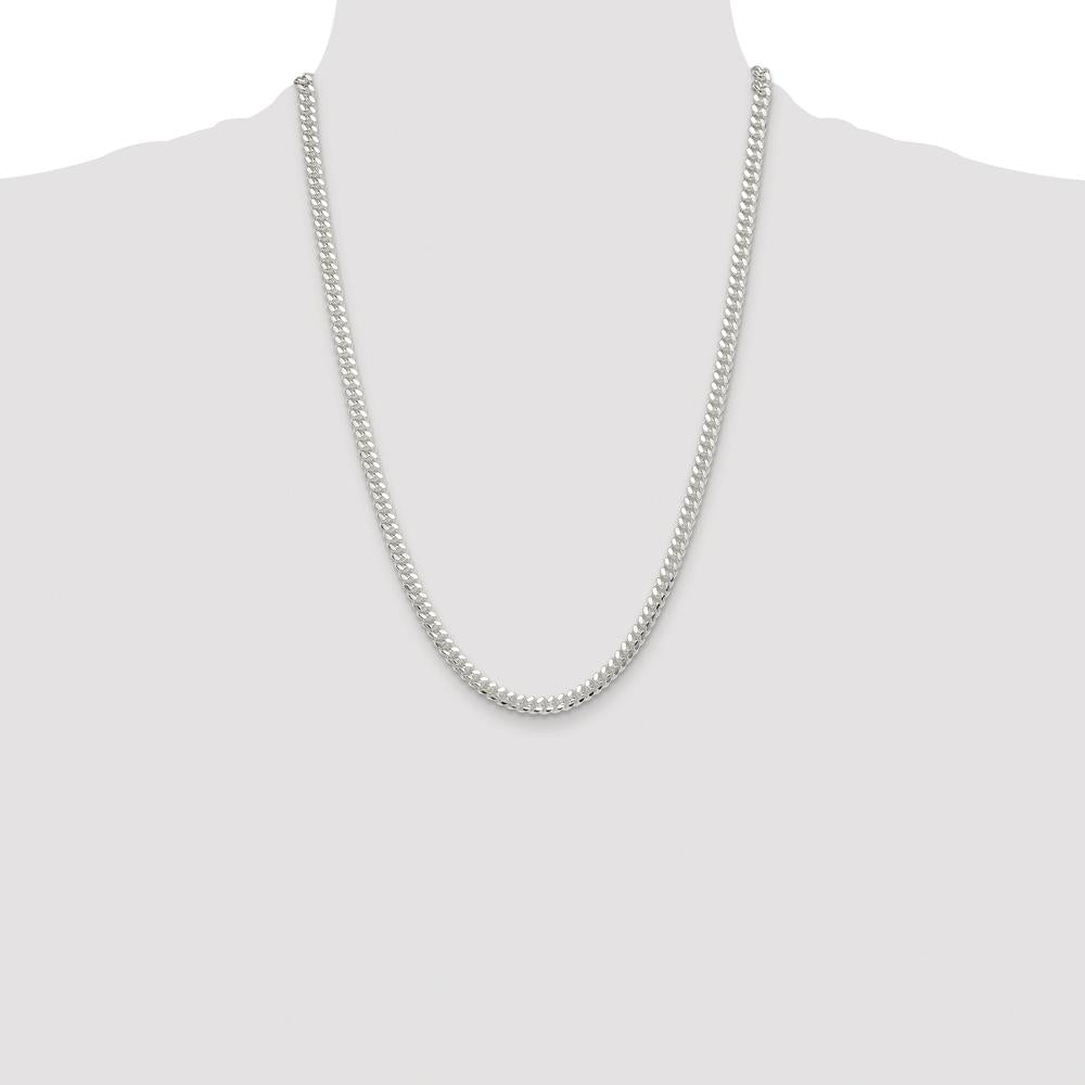 Sterling Silver Rhodium-Plated 24" Domed Curb Chain Necklace - 5.7mm Width by Lumare Gioia