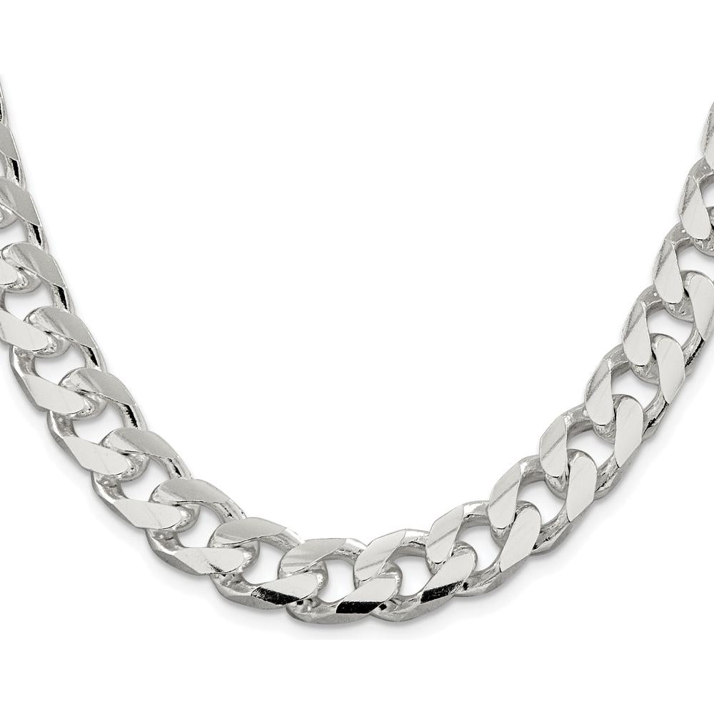 Sterling Silver Rhodium-Plated 24" Domed Curb Chain Necklace with Diamond-Cut Detail by Lumare Gioia