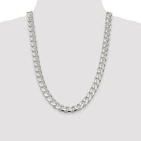 Sterling Silver Rhodium-Plated 24" Domed Curb Chain Necklace with Diamond-Cut Detail by Lumare Gioia