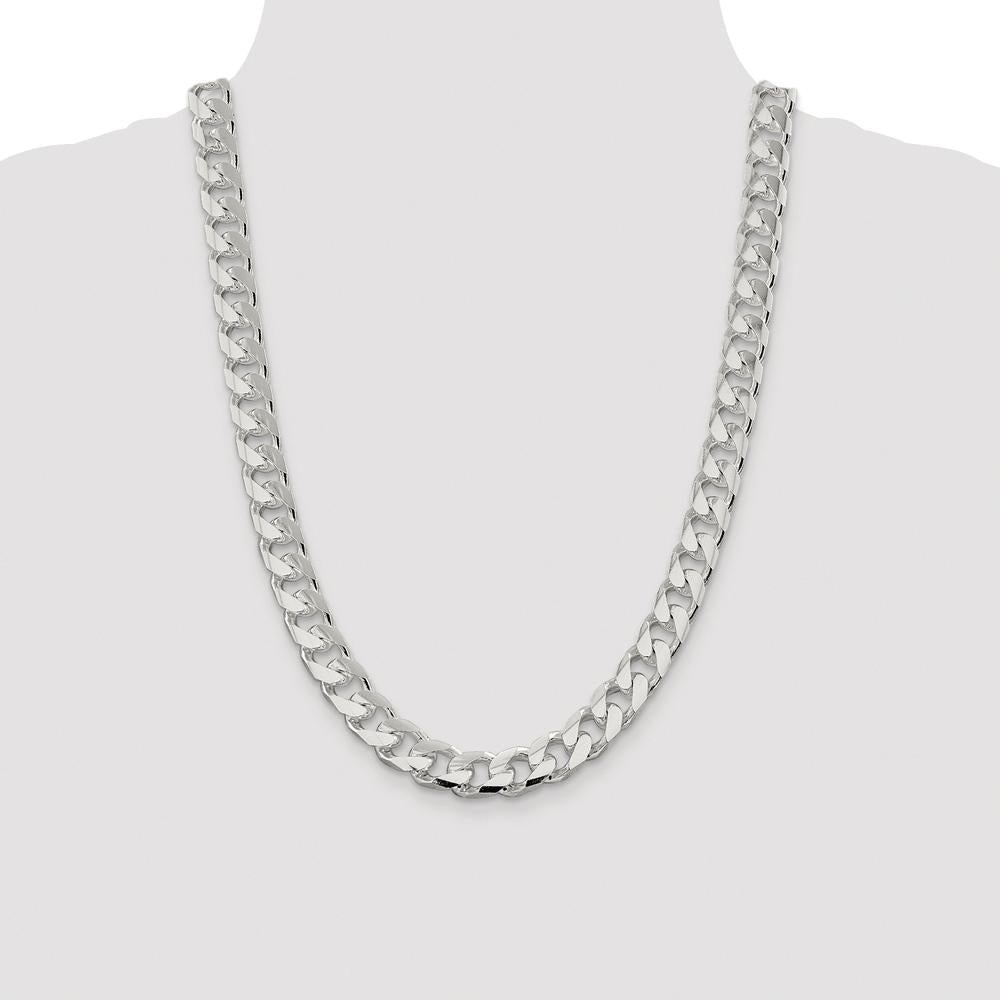 Sterling Silver Rhodium-Plated 24" Domed Curb Chain Necklace with Diamond-Cut Detail by Lumare Gioia