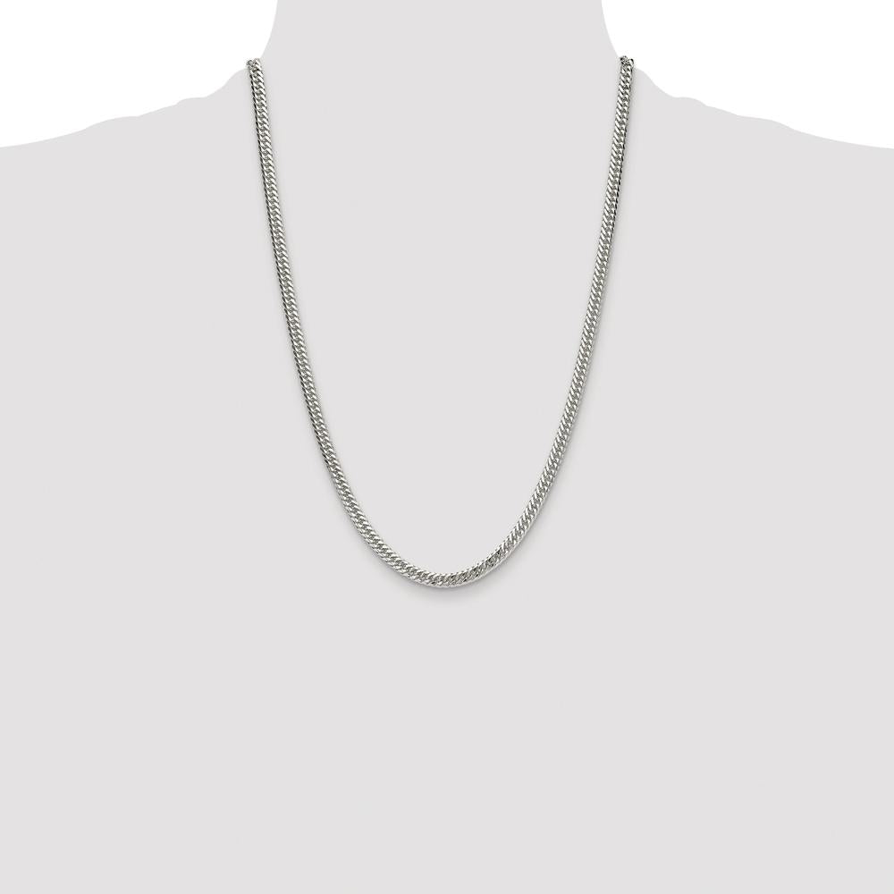 Sterling Silver Rhodium-Plated 24" Double Diamond-Cut Curb Chain - 4.8mm Width by Lumare Gioia