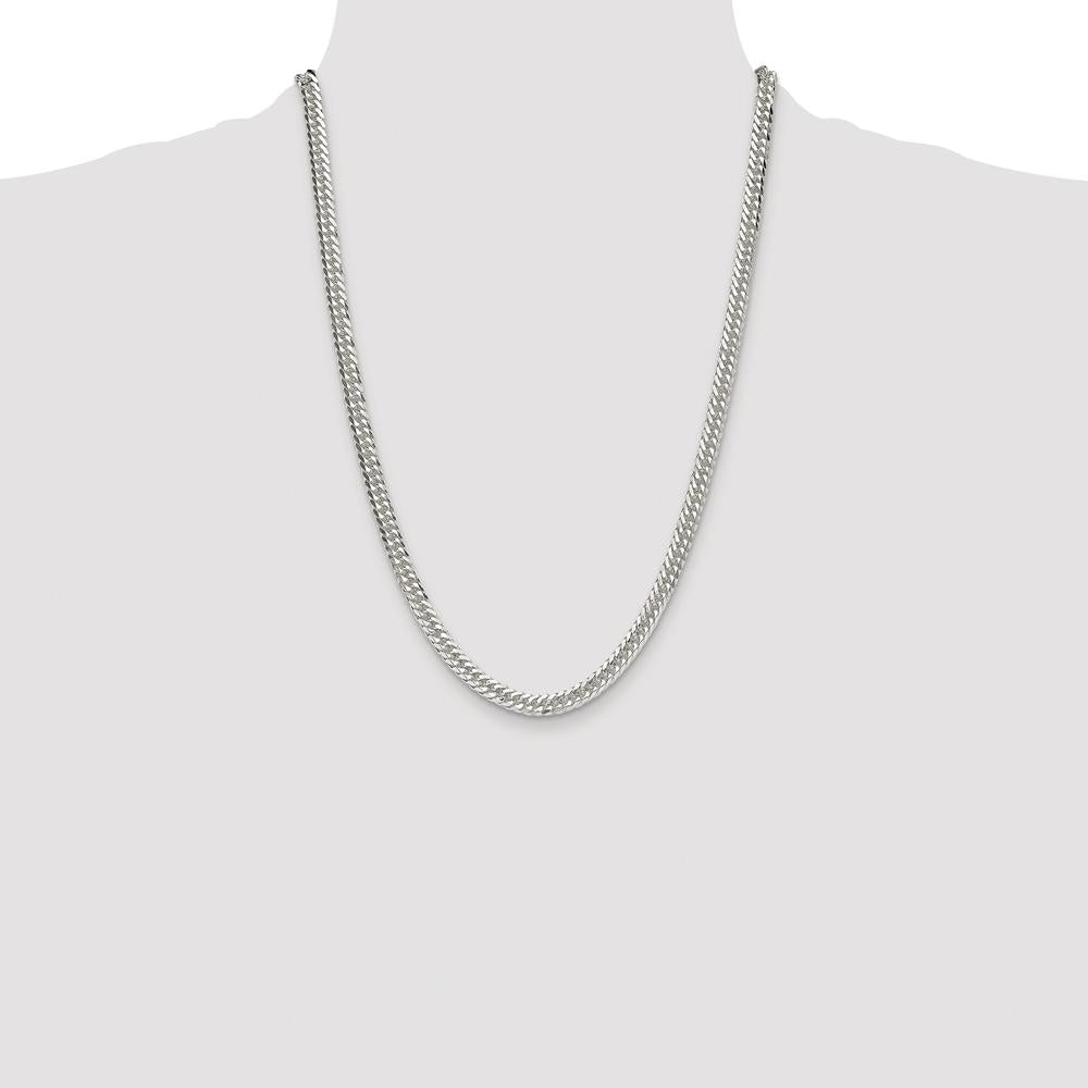 Sterling Silver Rhodium-Plated 24" Double Diamond-Cut Curb Chain 5.7mm Width by Lumare Gioia