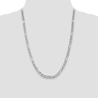 Sterling Silver Rhodium-Plated 24" Figaro Anchor Chain - 5.5mm Width by Lumare Gioia