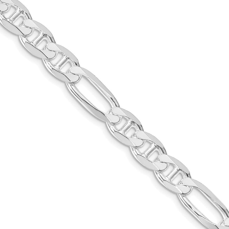Sterling Silver Rhodium-Plated 24" Figaro Anchor Chain - 7.5mm Width by Lumare Gioia