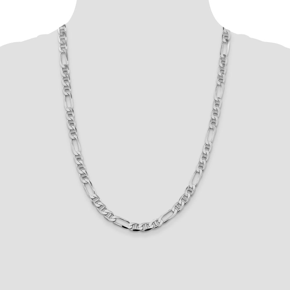 Sterling Silver Rhodium-Plated 24" Figaro Anchor Chain - 7.5mm Width by Lumare Gioia