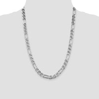 Sterling Silver Rhodium-Plated 24" Figaro Chain - 7.75mm Width by Lumare Gioia
