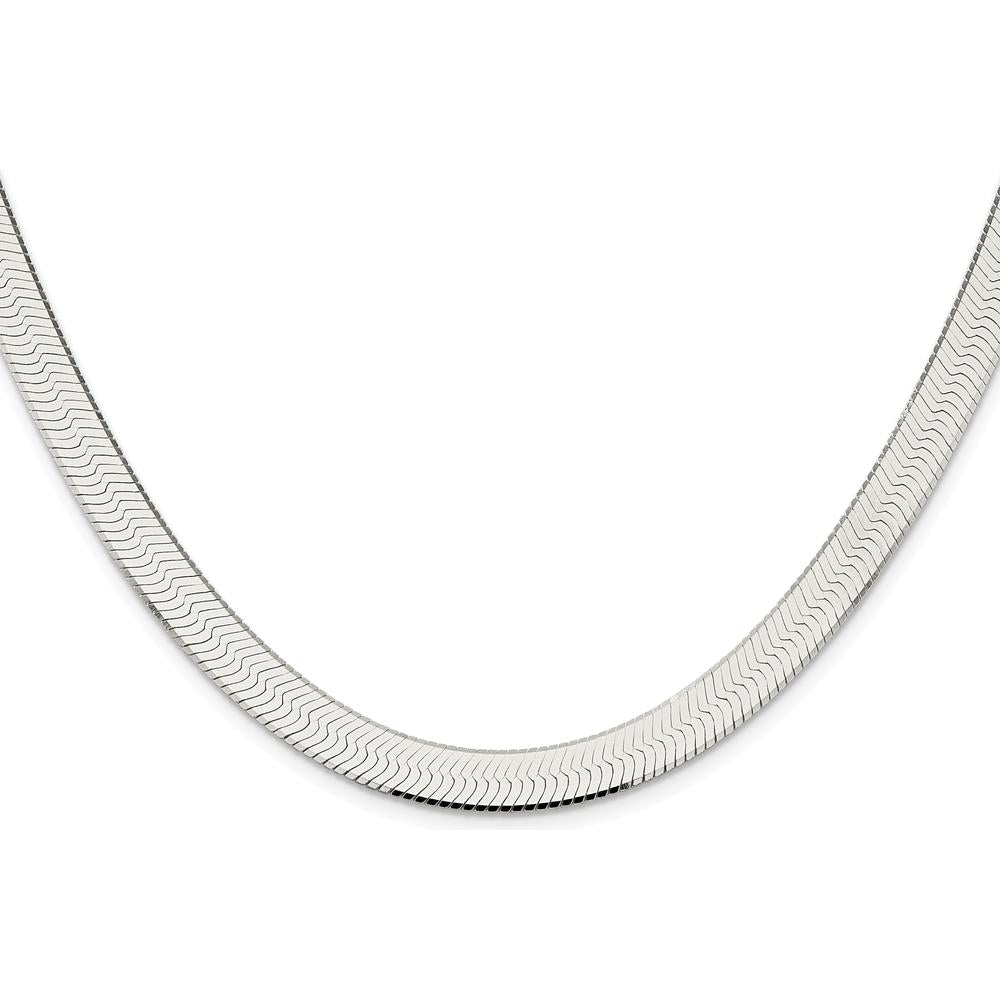 Sterling Silver Rhodium-Plated 24" Magic Herringbone Chain - 8mm Width by Lumare Gioia