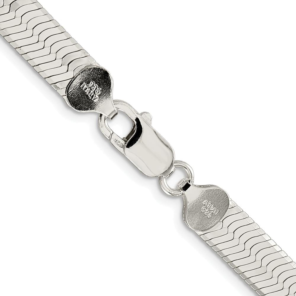 Sterling Silver Rhodium-Plated 24" Magic Herringbone Chain - 8mm Width by Lumare Gioia