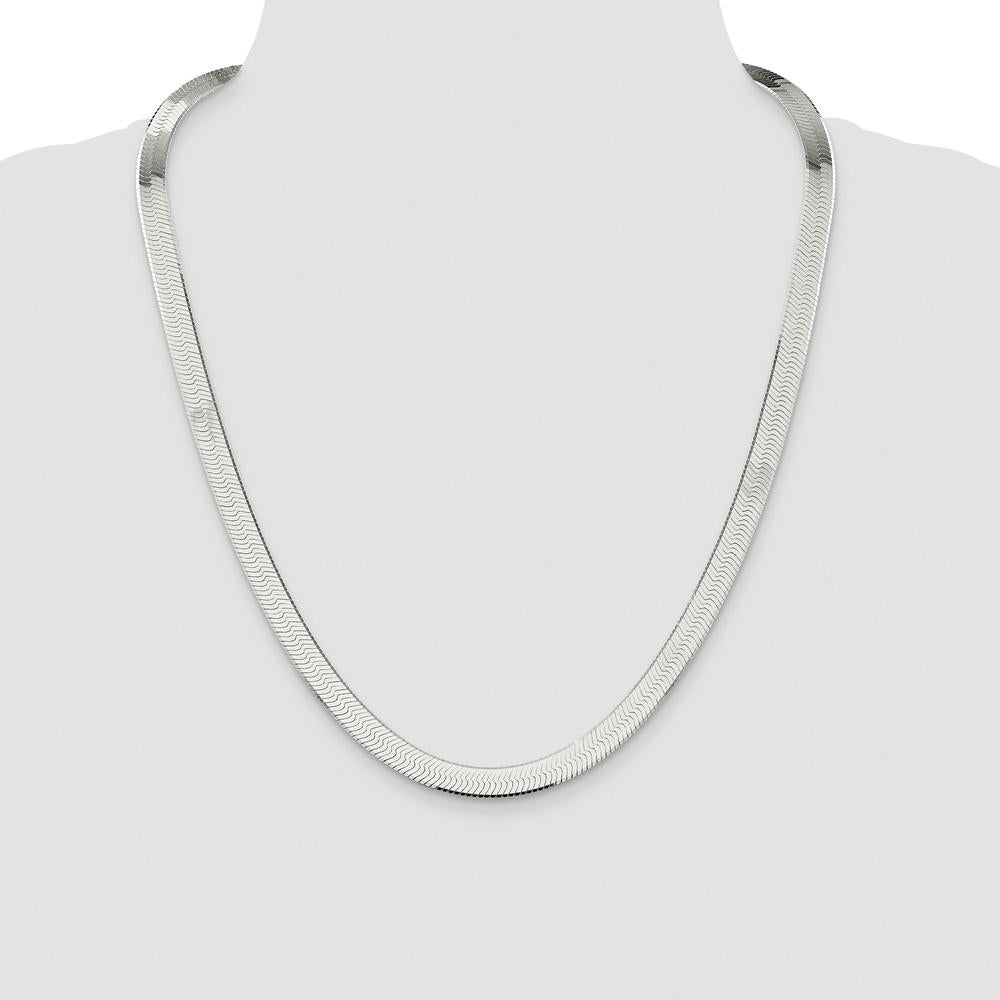 Sterling Silver Rhodium-Plated 24" Magic Herringbone Chain - 8mm Width by Lumare Gioia