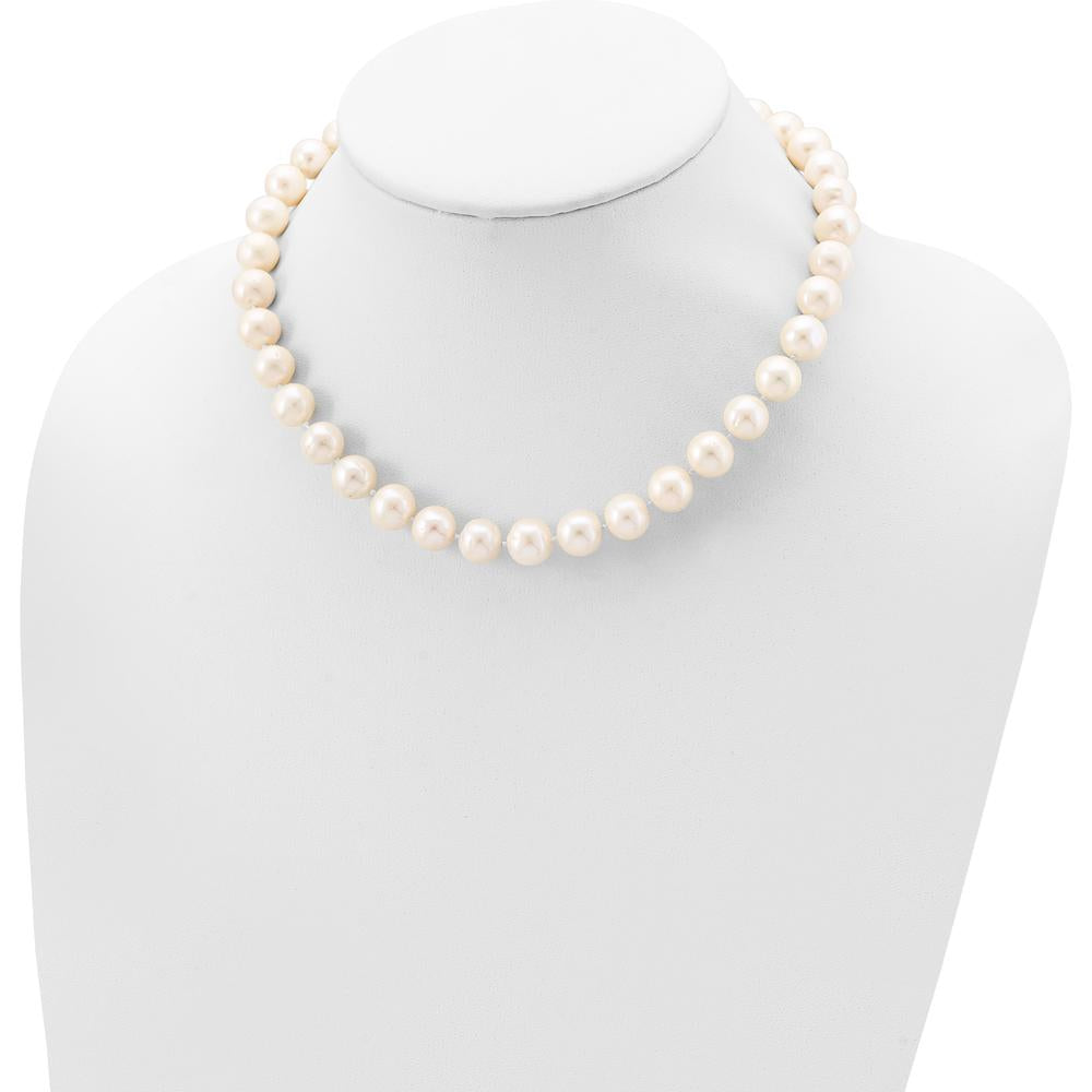 Sterling Silver Rhodium-Plated 24" Necklace with 10-11mm White Freshwater Cultured Pearls by Monteluci Fine Jewelry