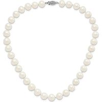 Sterling Silver Rhodium-Plated 24" Necklace with 10-11mm White Freshwater Cultured Pearls by Monteluci Fine Jewelry