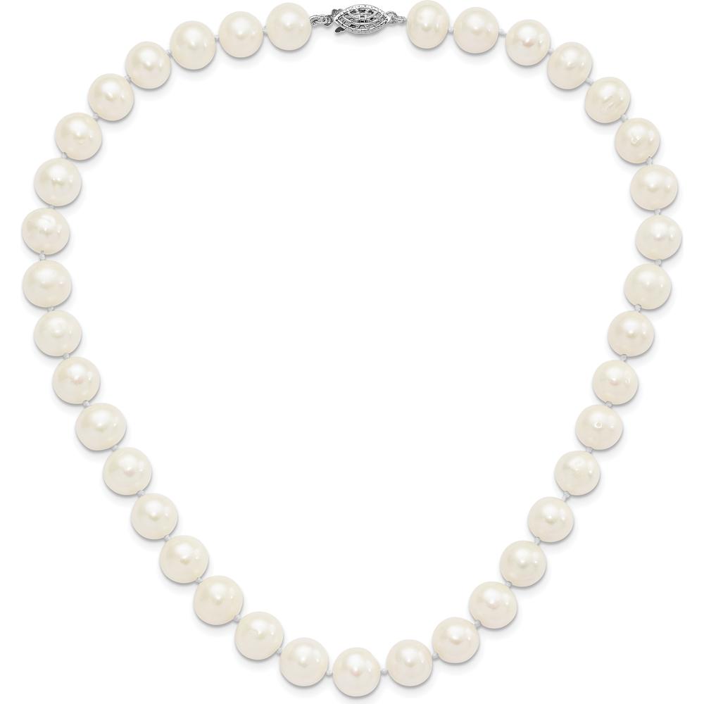 Sterling Silver Rhodium-Plated 24" Necklace with 10-11mm White Freshwater Cultured Pearls by Monteluci Fine Jewelry