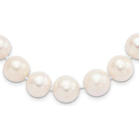 Sterling Silver Rhodium-Plated 24" Necklace with 11-12mm White Near-Round Freshwater Cultured Pearls by Monteluci Fine Jewelry